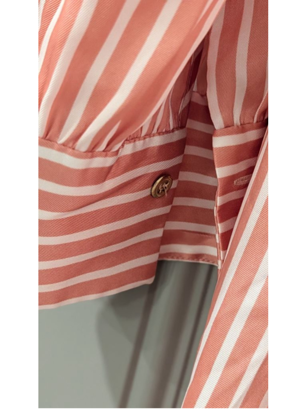 Women's Zara Coral White Striped Long Sleeve Wrap Dress S - Picture 5 of 10
